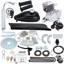 Silver 80cc 2 Stroke Bicycle Petrol Gas Engine Motor Kit Motorized Bike