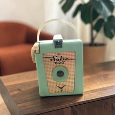 VINTAGE MCM 1950s Sabre 620 Camera With 2 Rolls Of Film Rare Aqua Color 3948/67