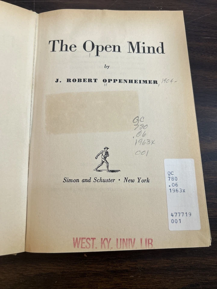 THE OPEN MIND by J. Robert Oppenheimer 1963 Reprint, Hardcover - Image 4 of 4