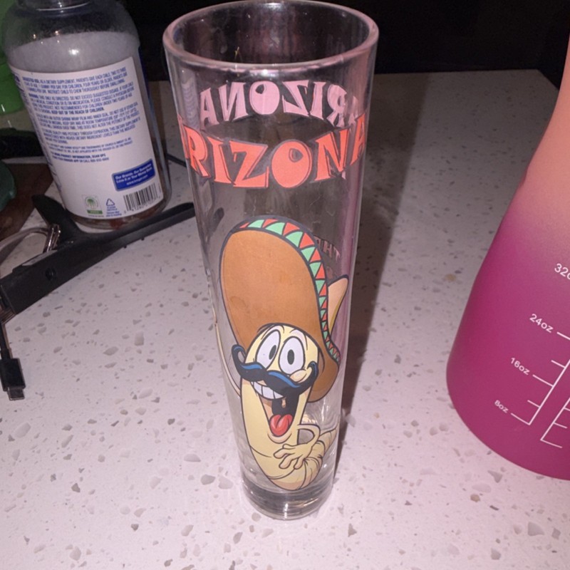Arizona Cartoon Character Sombrero Tall Shot Glass Souvenir Collectible Barware