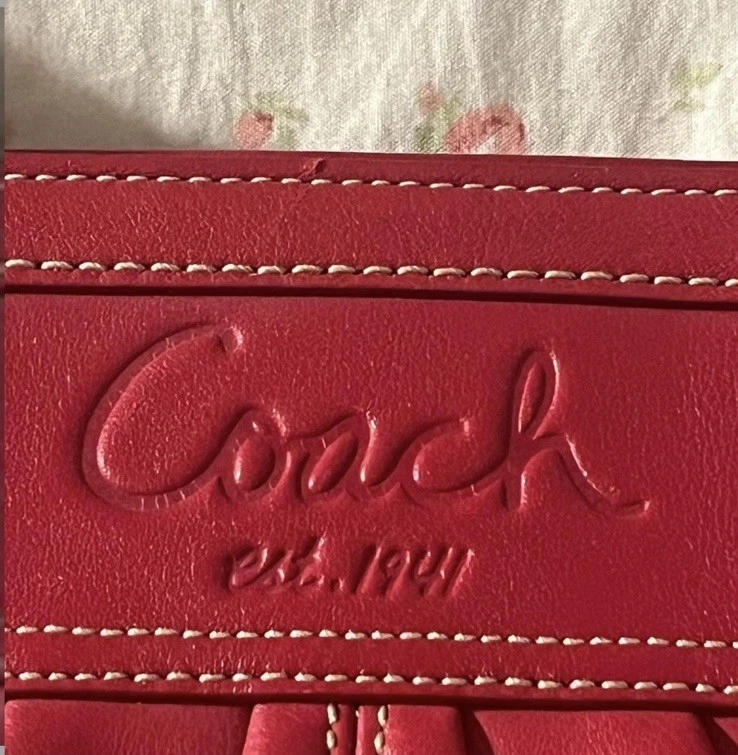 Coach Ashley Red Leather Double Handle Zipper Closure Tote Shoulder Bag - Image 4 of 4