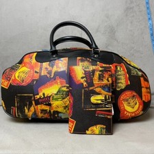Vintage Sydney Love Large Purse Handbag Black Orange Planner Wallet Calculator