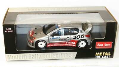 Miniature Altaya 1/18 Peugeot 206 WRC - Marcus Grönholm - Rallye De Suède 2002 - Gris