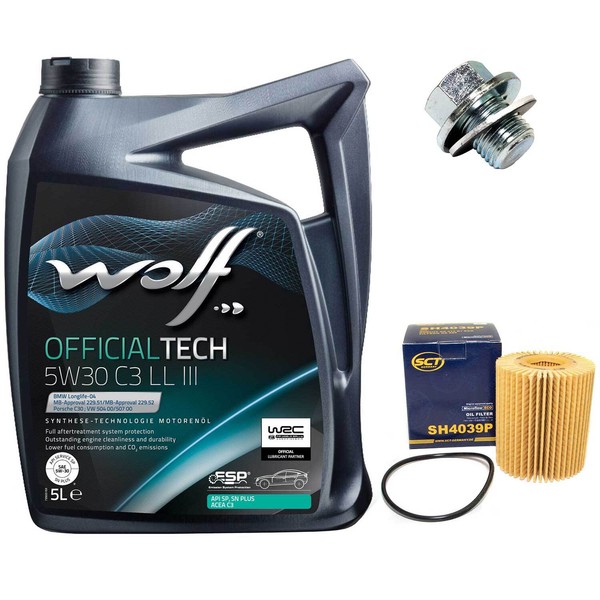 MotoröL Set 5W30 5 Liter + ÖLfilter + ÖLablassschraube FüR Lexus GS 300H 181 PS-image
