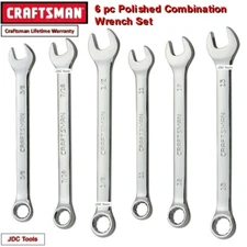 CRAFTSMAN 6 pc POLISH SAE METRIC MM 12 PT COMBINATION WRENCH SET 6 8 9 11