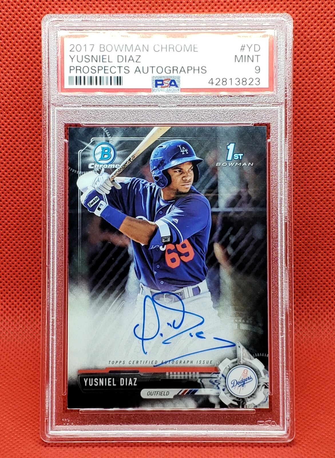 Yusniel Diaz - 2017 Bowman Chrome RC Autograph AUTO [ PSA MINT 9 ]