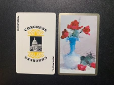 JOKER  Swap Playing Card  Flowers   FLORAL VASE of FLOWERS     SILVER BORDER