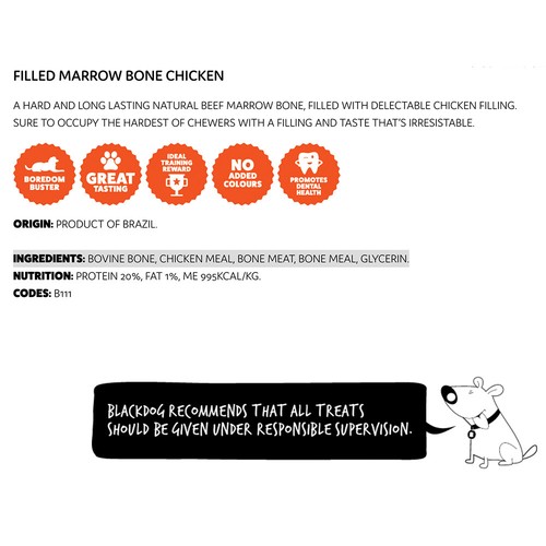 2x Blackdog Chicken Filled Beef Bone Dog Treat Healthy Food/Snack Training - Picture 3 of 3