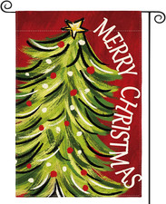 Merry Christmas Garden Flag 12X18 Inch Double Sided, Christmas Tree Xmas Winter