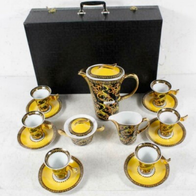 Versace by Rosenthal Barocco Classic Gold Black Medusa Pattern 15