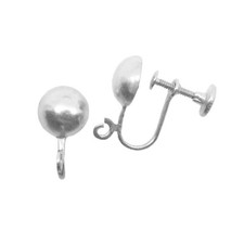 Vintage Screw Back Earrings Findings w Open Ring 8mm Concave Half Dome 12 Pieces