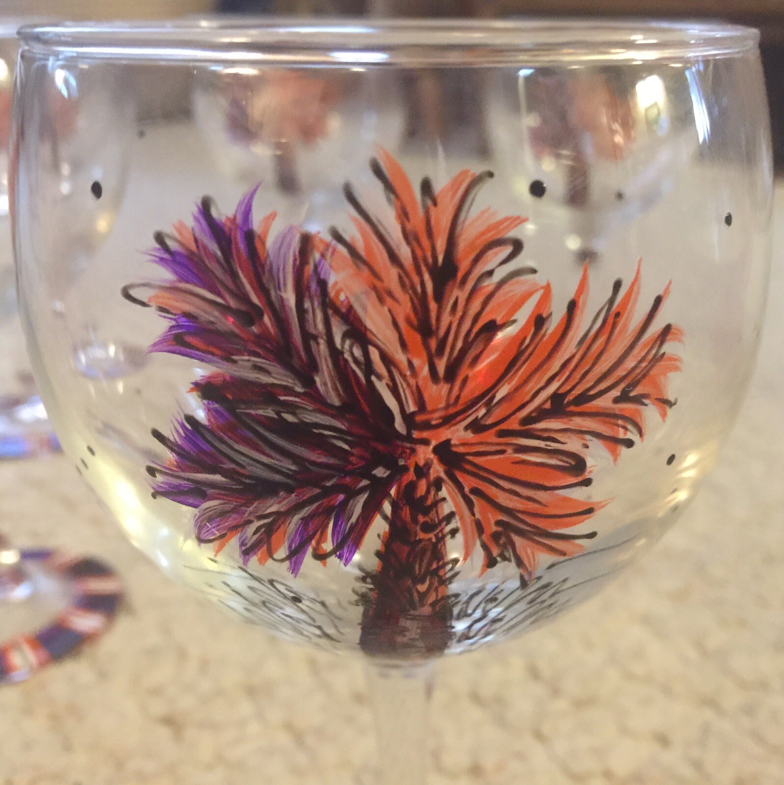 Hand Painted Palm Tree Wine Glasses Signed And Dated NOS eBay