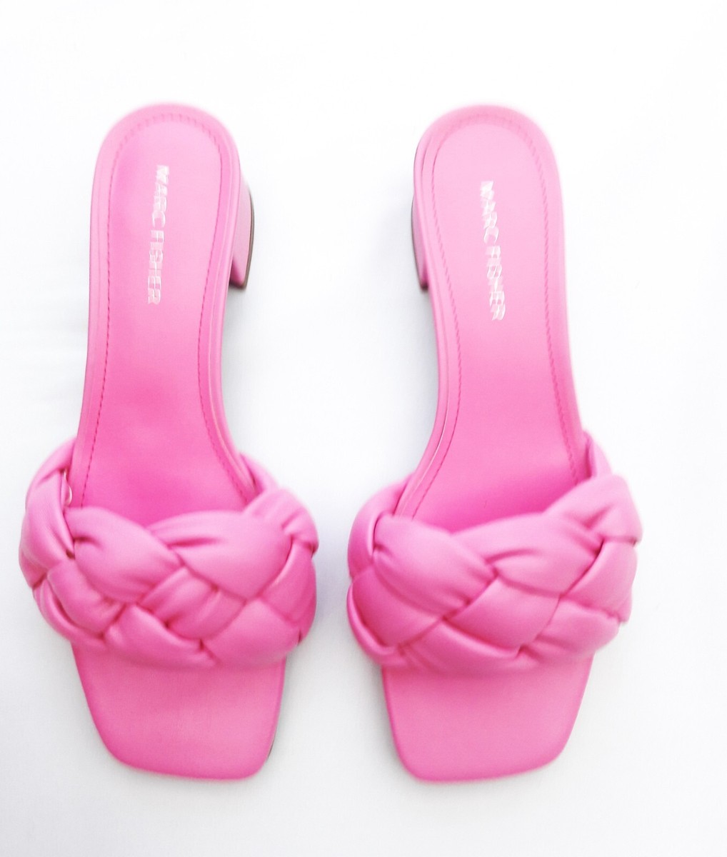 Marc Fisher 7.5 M Pink Sandal Heels Shoes Slide braided Block | eBay