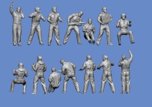 Figurines équipage Sous-marin Peddinghaus 1/48 - 6 Hommes, échelle 1:35, Imprimé 3D