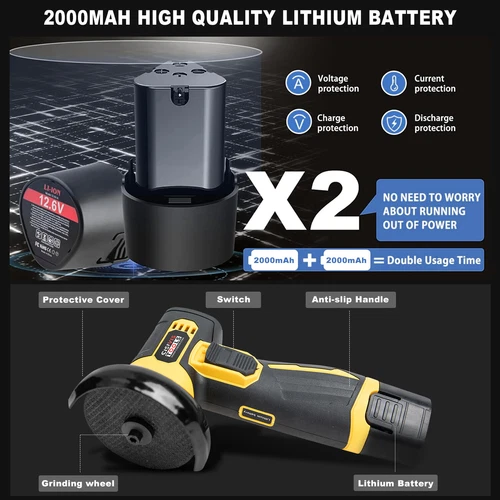 Akku Trennschleifer 12V Winkelschleifer Schleifmaschine Flex Mit 2 Batterien DE - Bild 11 von 16