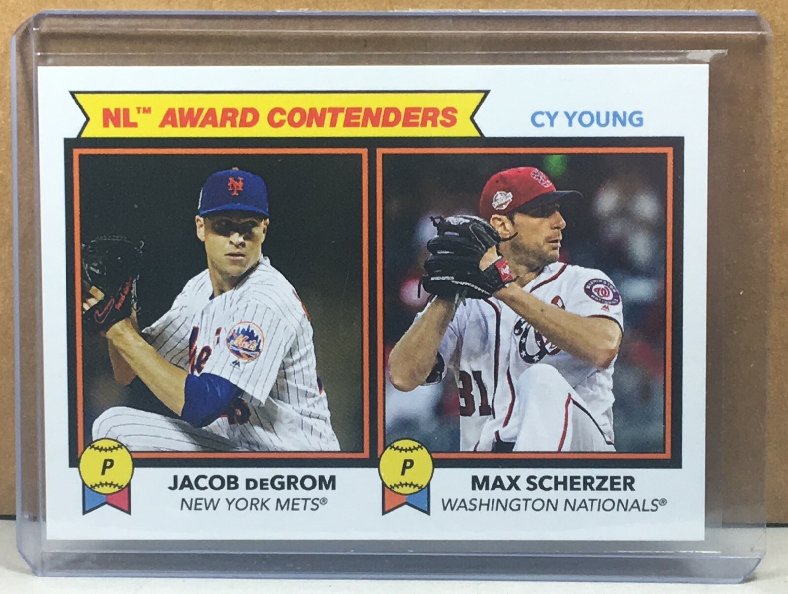 2018 Topps Throwback Thursday Jacob deGrom Max Scherzer NL Cy Young Card #194