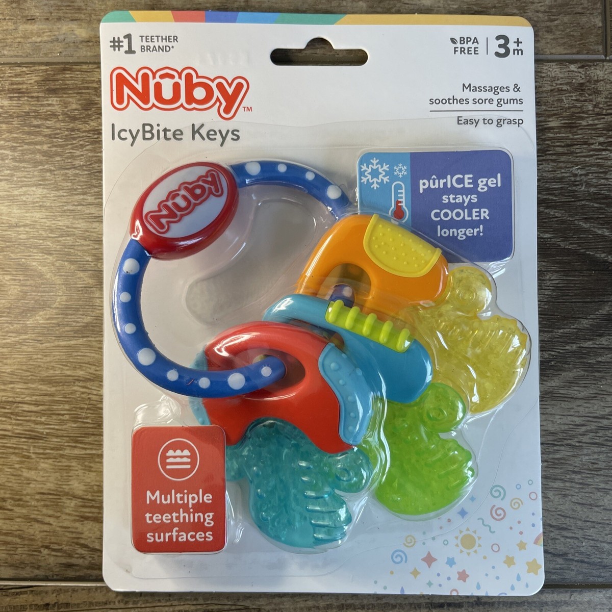 Nuby Baby Toy IcyBite Keys Teether Massages Soothes Sore Gums
