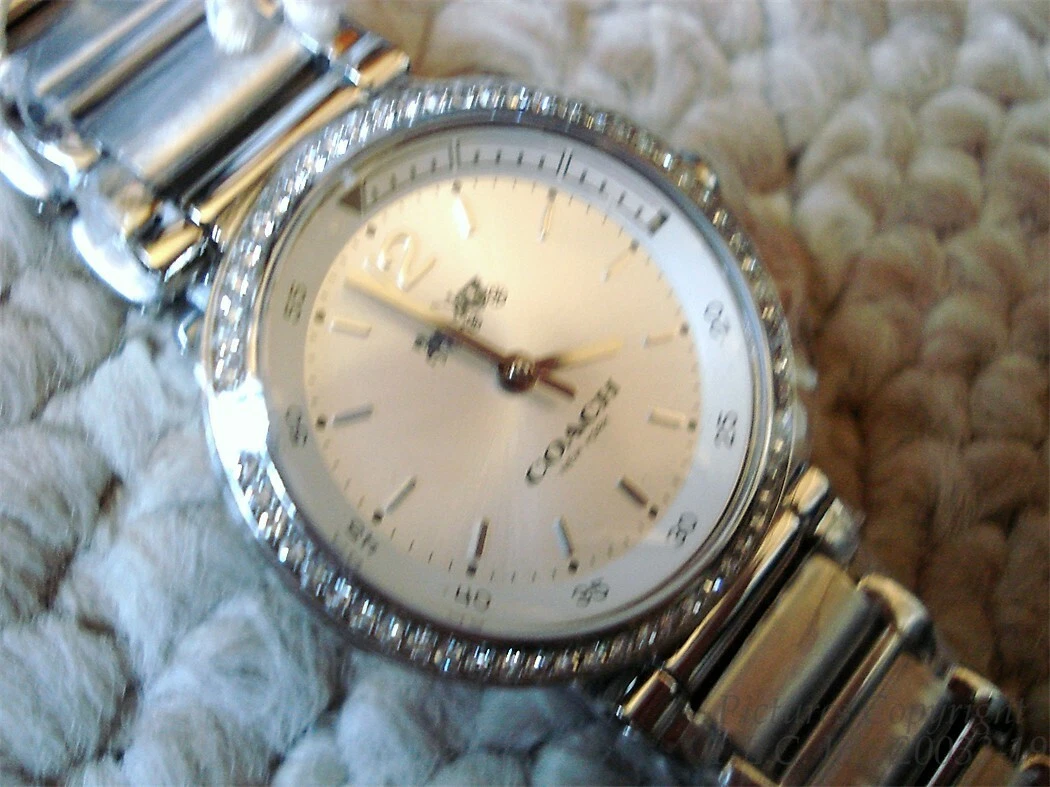 COACH OROLOGIO DA ALLENATORE NUOVO LADYS CRISTALLO BENZEL LOGO CINTURINO ACCIAIO SPORT 1941 14502194