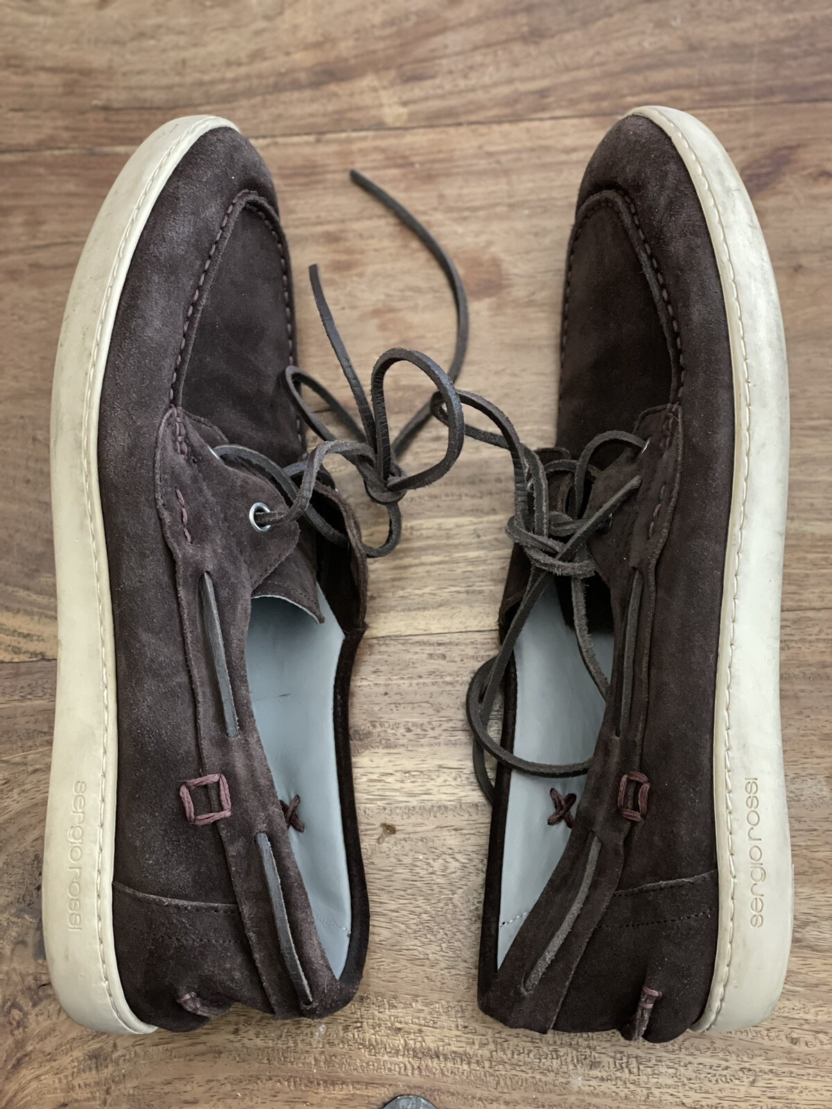 SAOLA Scarpe casual uomo Sergio Rossi scamosciate taglia 6 EU 39 mocassini marroni suola gomma