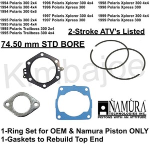 Polaris 300 Trail Boss Xplorer Xpress Listed 74 50 Mm Std Bore Rings Gaskets Ebay