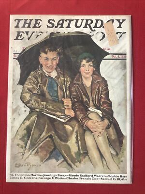 Vintage Magazine Cover Saturday evening post October 4, 1930 umbrella