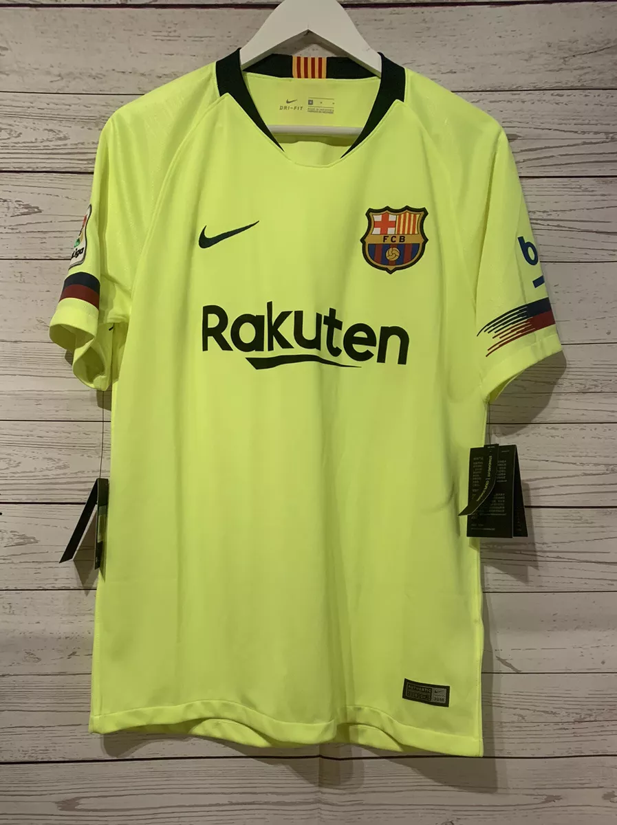 NEW Mens Authentic Nike DriFit FC Barcelona 2018 Blank Neon Soccer Jersey Size M