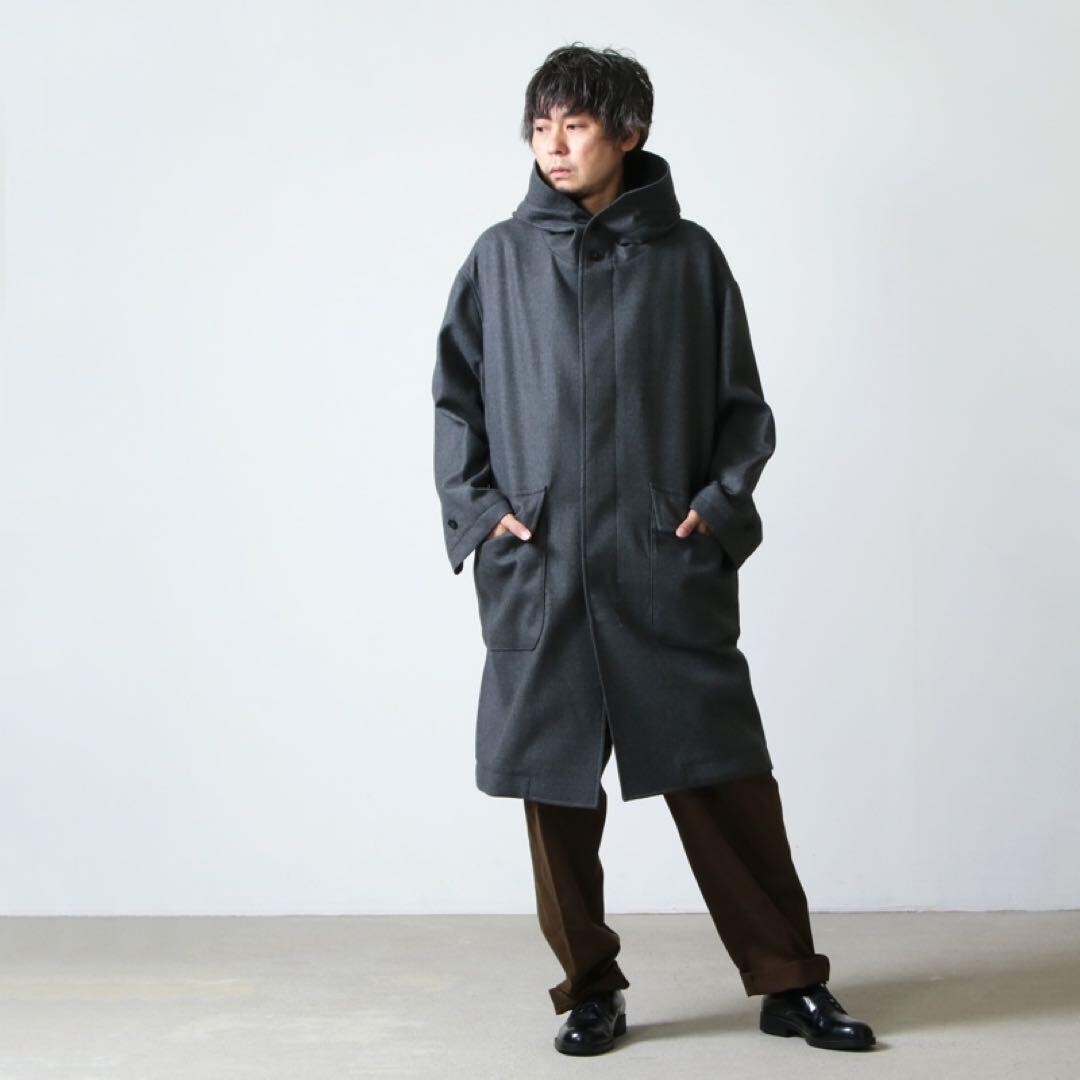 KAPTAIN SUNSHINE Hoody Field Coat Size 38 Navy 100% Wool Made in
