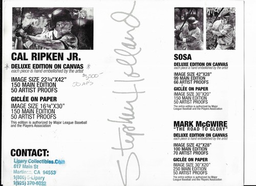 ANUNCIO LITOGRÁFICO CAL RIPKEN JR. STEPHEN HOLLAND - Imagen 2 de 2