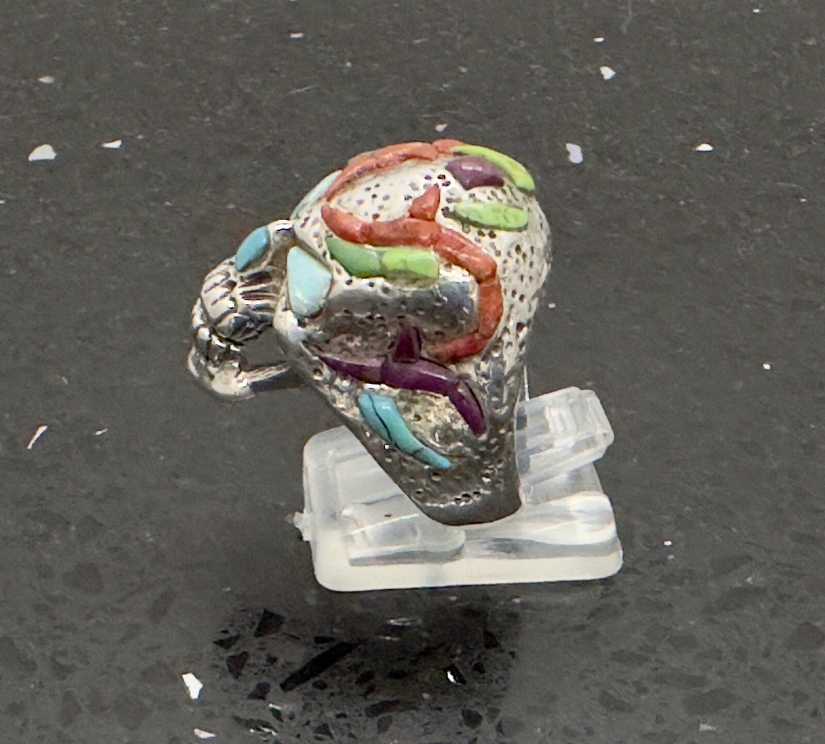 silver925×turquoise×coral skullring 【公式通販】