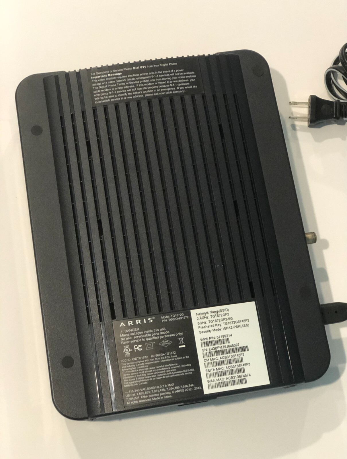 Arris Modem Lights Tg1672 Shelly Lighting