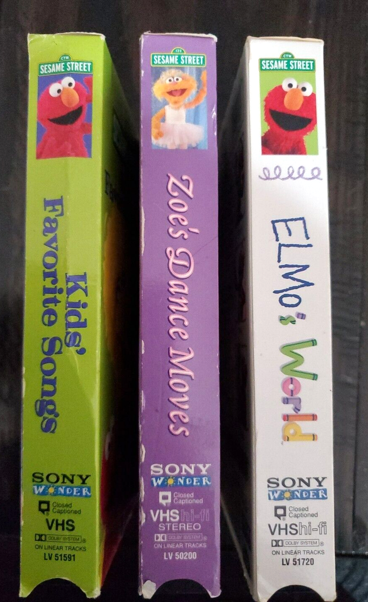 3 SESAME STREET VHS Tapes Kid's Favorite Songs, Elmo's World