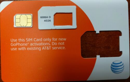 AT&T NANO CUT SIM CARD  SKU#6006A GO PHONE READY TO ACTIVATE AT&T Prepaid - Afbeelding 1 van 2