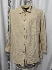 Hermosa Camisa Linda Allard Ellen Tracy Para Mujer Beige Waffle Abotonada Oversi