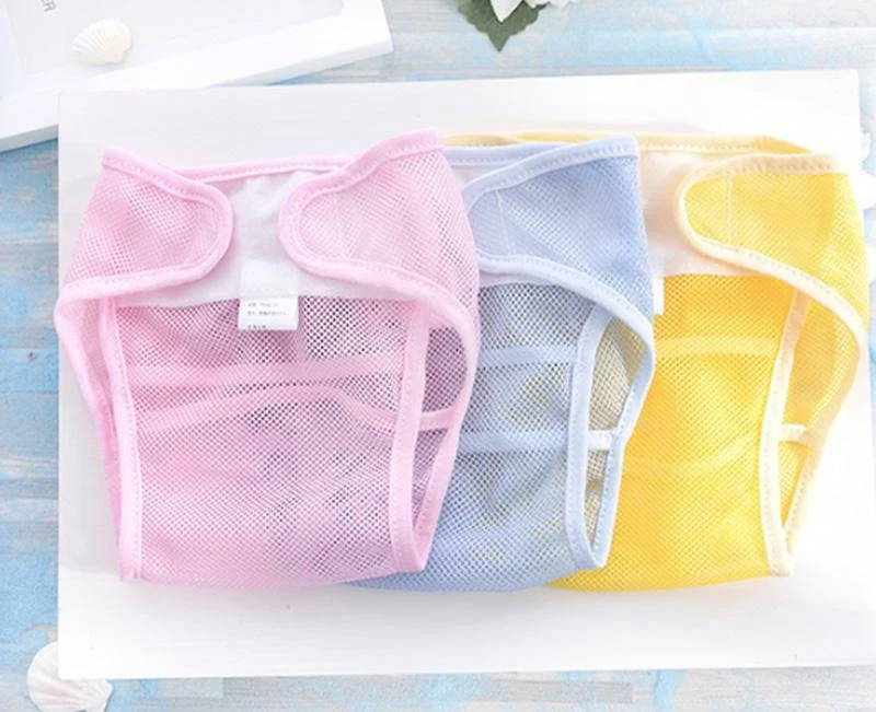 2pcs Baby Diaper Pants Reusable Net Grid Sticky Buckle Cover Training Pants - Image 2 of 2