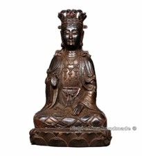 Antique Vintage Kwan-yin Buddha Figure Bronze/gilt Sculpture Tibet Old Statues