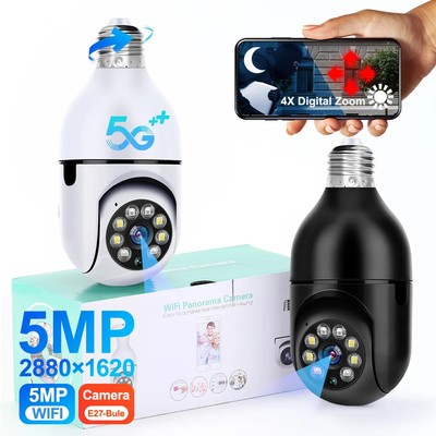 5G Wifi Bulb Camera Surveillance Full Color Auto Human Tracking 4X Digital Zoom