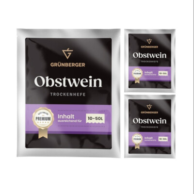 3 x Grünberger Obstwein Trockenhefe Weinhhefe für 10-50l Wein Grunberger PREMIUM