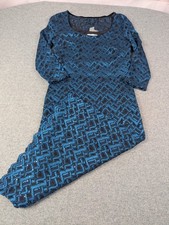 Per Una M&S Teal Lace Midi Dress Size 10 Stretch Evening Party 3/4 Sleeve