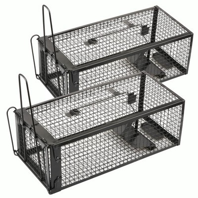 2-Pack Rat Traps Humane Live Vole Chipmunk Trap Cage for Indoors and Outdoors...
