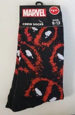 NIP Equalizer Accessories MARVEL DEADPOOL Crew Socks Men's Black Red Size 9-13