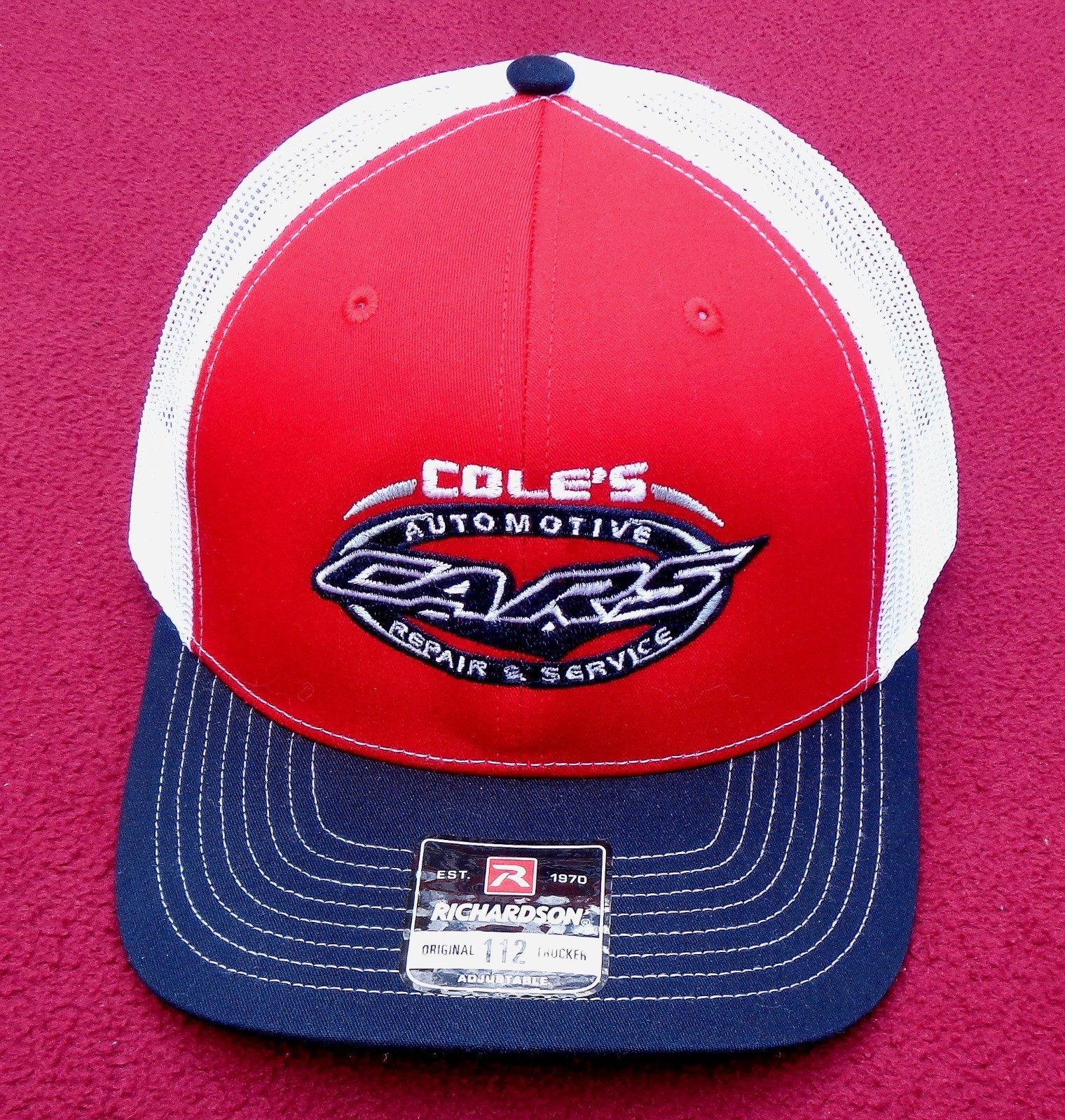 very nice Richardson cole's cars automotive repair strapback baseball cap
