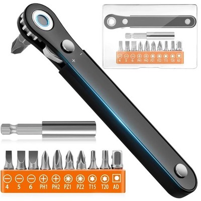 Mini rechter Winkel Ratsche Schraubendreher Set 90 Grad Offset Schraubenschlüssel Bit Steckschlüssel UK