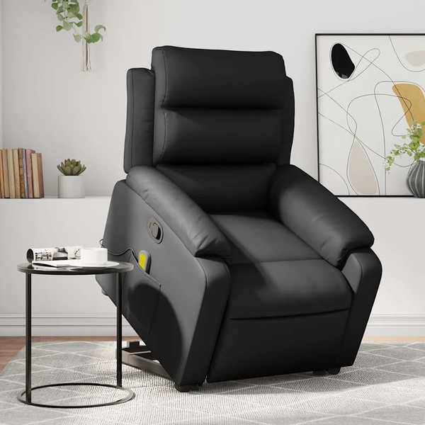 Massagesessel Mit Aufstehhilfe Schwarz Kunstleder Relaxsessel-image