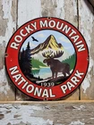 VINTAGE COLORADO PORCELAIN SIGN RARE OLD ROCKY MOUNTAIN NATIONAL PARK MOOSE CAMP