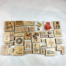 Wooden Rubber Stamps Lot - 30 Of Various Sayings Sizes Brands Picture