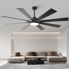 VACZON 72 IN. INDOOR INTEGRATED LED MATTE BLACK 6-SPEED CEILING FAN VZA01A115BK