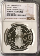 1oz silver 2020 Queens Beast, NGC PF-69 Ultra/Cam, White Lion of Mortimer.