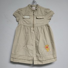 Vintage Winnie the Pooh Disney Store Khaki Dress 4T Girls Embroidered Safari