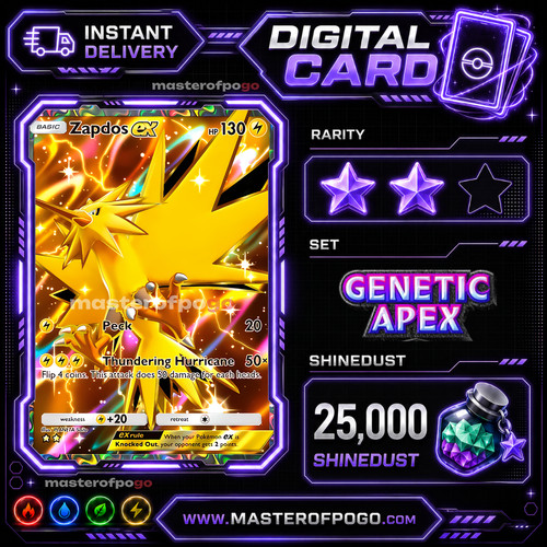 Pokemon TCG Pocket - Zapdos EX - Full Art 2 Star - English - Fast Trade
