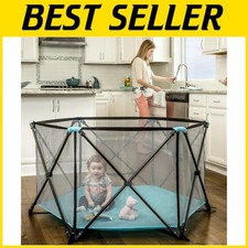 Lightweight Portable Playpen, Washable Fabric, Aqua